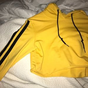 Yellow and black cropped hoodie